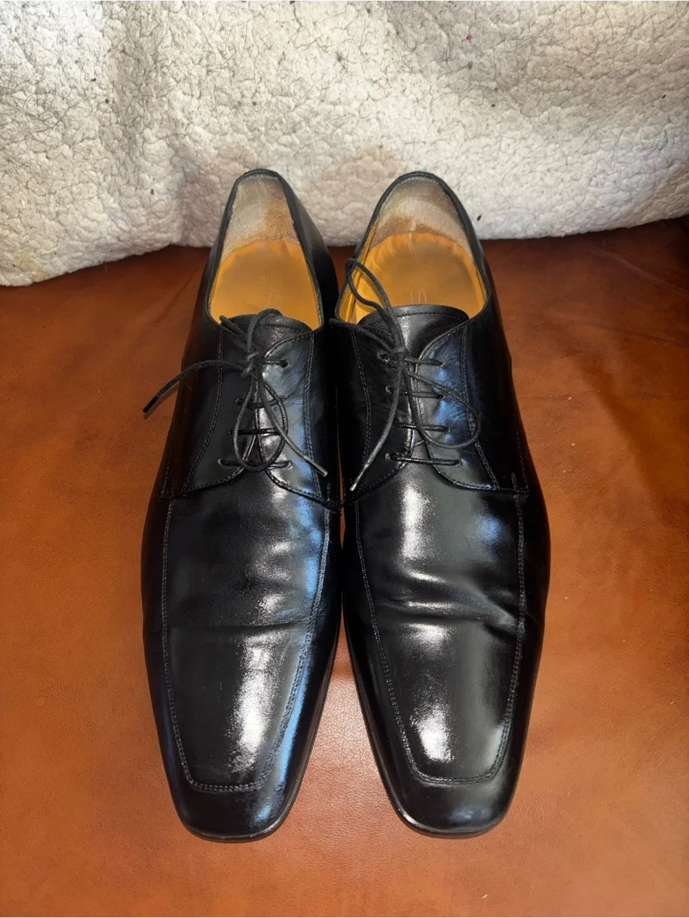 Santoni Black Leather Square Toe Derby Dress Shoes Men’s US 10 Made Italy